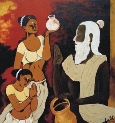 Painting titled "The saint" by Lk, Original Artwork, Oil