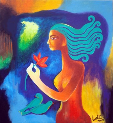 Painting titled "Flowergirl" by Lk, Original Artwork, Oil