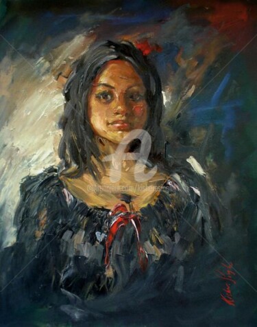 Painting titled "Oil potrat" by Kishore Singh, Original Artwork