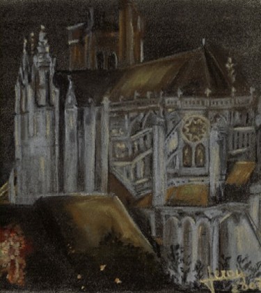 「cathedrale」というタイトルの描画 Sylvia Leroyによって, オリジナルのアートワーク, パステル