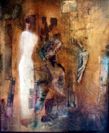 Peinture intitulée "Femme en blanc" par Catherine Ausseur, Œuvre d'art originale