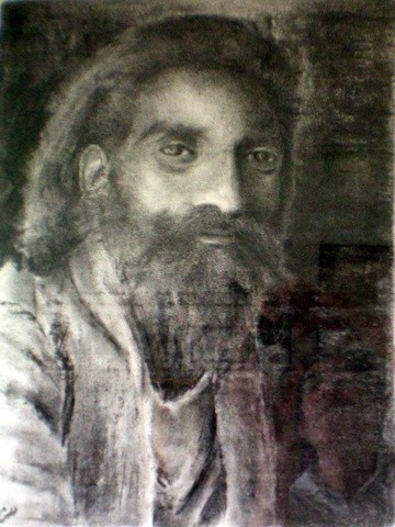 Peinture intitulée "Homme à la barbe" par Catherine Ausseur, Œuvre d'art originale