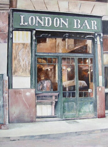 Peinture intitulée "London Bar-Barcelona" par Tomás Castaño, Œuvre d'art originale, Huile