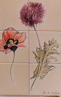 Peinture intitulée "coquelicot Renaissa…" par Ghyslaine De Sevlian, Œuvre d'art originale, Huile