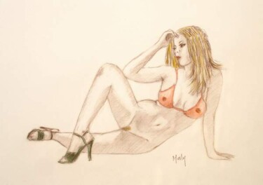 NU ASSIS Dessin intitulée "NU ASSIS" par Marcel Clerc, Œuvre d'art originale, Autre