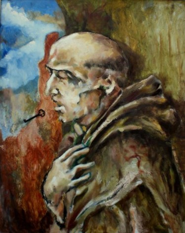 Painting titled "FRAY LUIS DE LEON E…" by Alexander Leal Cid, Original Artwork, Oil