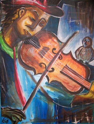 Peinture intitulée "Violoniste" par Guillaume Van Ruymbeke, Œuvre d'art originale
