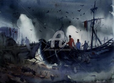 Painting titled "boat06" by Kishore Singh, Original Artwork
