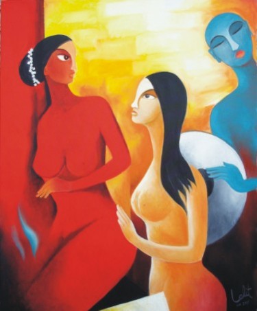 Painting titled "Pretty women" by Lk, Original Artwork, Oil