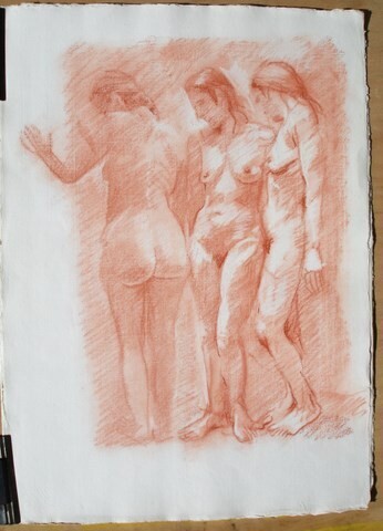 Desenho intitulada "1986 CENDRA  TROIS…" por Michel Moskovtchenko, Obras de arte originais, Conté