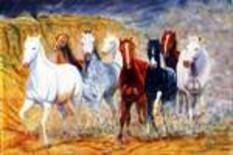 Painting titled "fırtına da atlar" by Ahmetadnan Olgun, Original Artwork, Oil