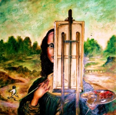 Painting titled "L'envers du décor d…" by Christian Eprinchard, Original Artwork, Oil