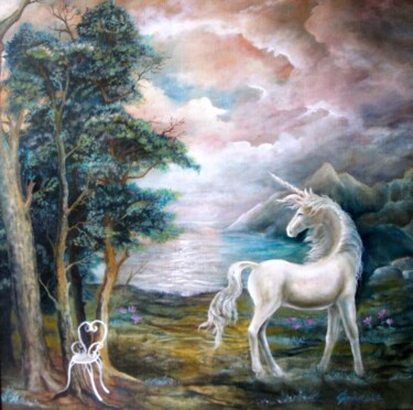 绘画 标题为“la licorne (sans la…” 由Christian Eprinchard, 原创艺术品, 油