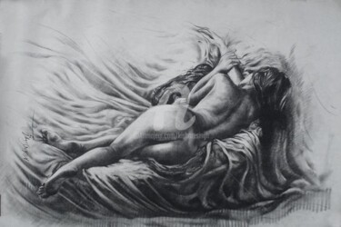 Painting titled "Crayons_Nude_Pose16" by Kishore Singh, Original Artwork, Oil