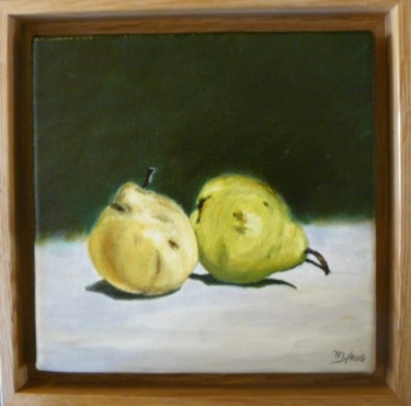 Peinture intitulée "Les Poires d'après…" par Mog, Œuvre d'art originale, Huile