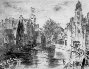图画 标题为“Ansicht von Brügge” 由Birger Dicke, 原创艺术品, 铅笔