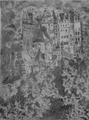 Dessin intitulée "Burg Eltz" par Birger Dicke, Œuvre d'art originale, Crayon