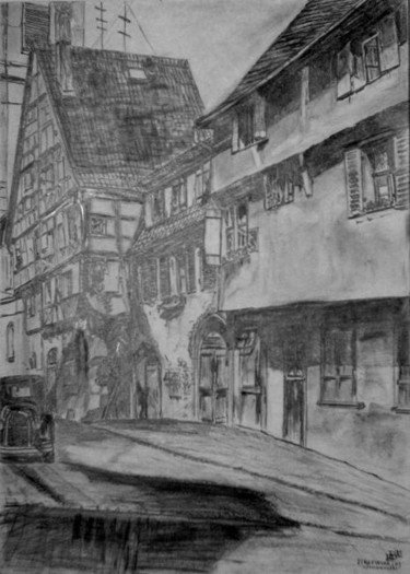 图画 标题为“Gasse in Reichenwei…” 由Birger Dicke, 原创艺术品, 铅笔