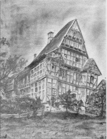 图画 标题为“Herrenhaus in Aussel” 由Birger Dicke, 原创艺术品, 铅笔