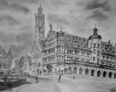 图画 标题为“Rothenburg ob der T…” 由Birger Dicke, 原创艺术品, 铅笔
