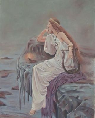 Peinture intitulée "la muse" par Abderrahmane Abdelrafie Matallah, Œuvre d'art originale