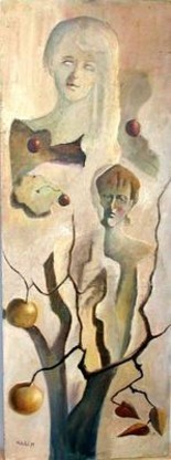 Peinture intitulée "l'antique pomme" par Abderrahmane Abdelrafie Matallah, Œuvre d'art originale