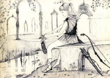 Dessin intitulée "diane" par Abderrahmane Abdelrafie Matallah, Œuvre d'art originale