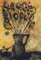 Peinture intitulée "Fleurs en attente" par Morganv6, Œuvre d'art originale, Huile