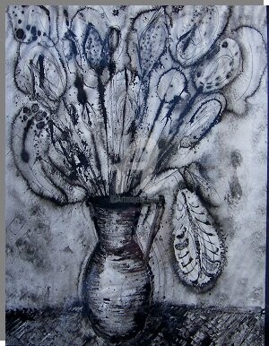 Peinture intitulée "Fleur cachée" par Morganv6, Œuvre d'art originale, Huile