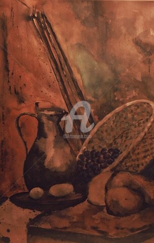Peinture intitulée "Raisin sépia ou "bo…" par Morganv6, Œuvre d'art originale, Huile