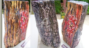 Sculpture intitulée "3 coups au coeur" par Morganv6, Œuvre d'art originale, Bois