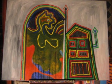 Malerei mit dem Titel "whats up in the hou…" von Zoran Komatinović, Original-Kunstwerk