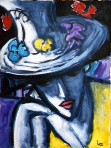 Painting titled "The Woman on the Tr…" by Bradley Owen, Original Artwork, Oil