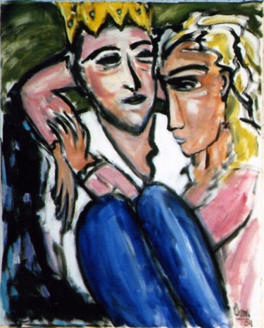 Painting titled "Young Lovers" by Bradley Owen, Original Artwork, Oil