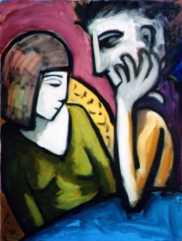 Painting titled "The Talk" by Bradley Owen, Original Artwork, Oil
