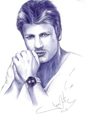 Desenho intitulada "Rodrigo Hilbert" por Joca Matos, Obras de arte originais