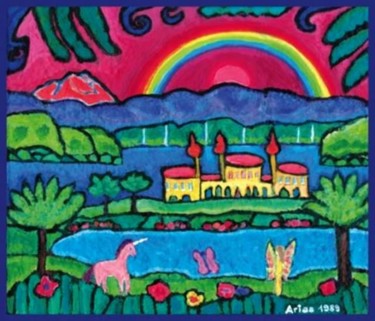 Malerei mit dem Titel "Door of the Fairyta…" von Arias, Original-Kunstwerk, Öl