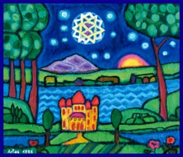 Malerei mit dem Titel "Christmas-Star" von Arias, Original-Kunstwerk, Öl