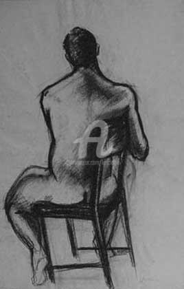 "Seated Male Figure" başlıklı Resim Kel Clarke tarafından, Orijinal sanat, Karakalem
