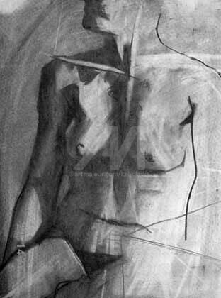Drawing titled "Seated Nude Female" by Kel Clarke, Original Artwork, Charcoal