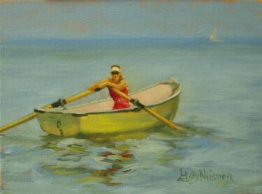 Ζωγραφική με τίτλο "Rower at Rest" από Gloria Nilsson, Αυθεντικά έργα τέχνης, Λάδι