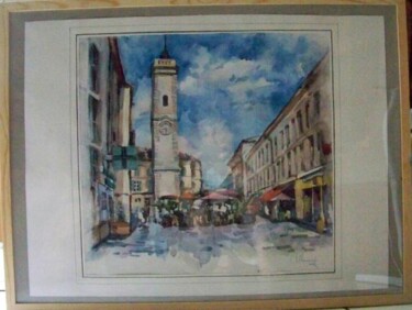 Peinture intitulée "aquarelle nimes fra…" par Eugenie Chervonna (Allet), Œuvre d'art originale, Huile