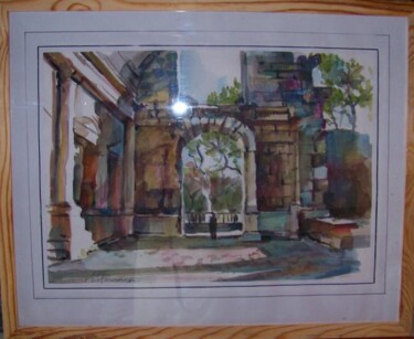 Peinture intitulée "aquarelle nimes fra…" par Eugenie Chervonna (Allet), Œuvre d'art originale, Huile