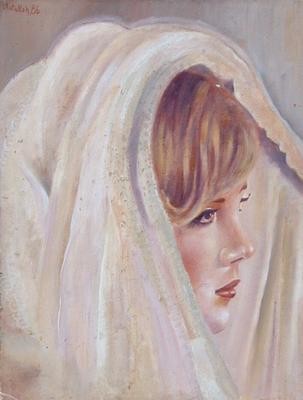 Peinture intitulée "regard pensif" par Abderrahmane Abdelrafie Matallah, Œuvre d'art originale