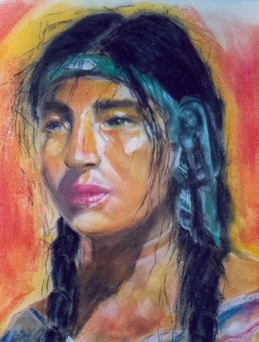 Painting titled "Indian women" by Gunter Kreil, Original Artwork, Oil