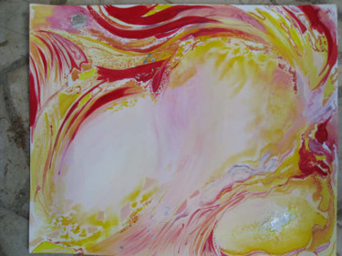 Peinture intitulée "coeur de feu" par Nanou, Œuvre d'art originale, Huile