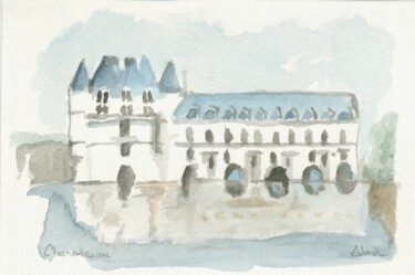 Peinture intitulée "0011 Chenonceau" par Aquarelles-Alain, Œuvre d'art originale, Aquarelle