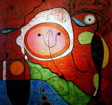 Peinture intitulée "L'enfant et l'oiseau" par Nikko Kali, Œuvre d'art originale, Huile