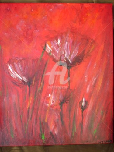 Schilderij getiteld "pavots" door Hélène Thevenon, Origineel Kunstwerk