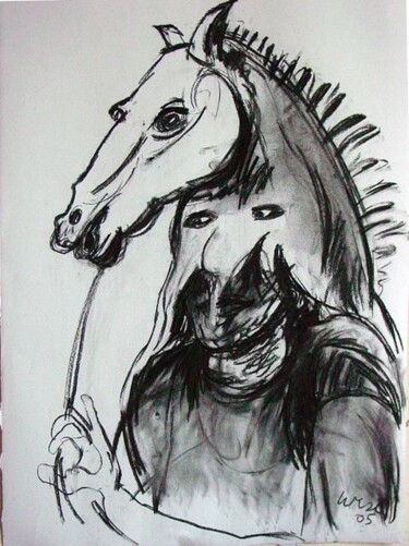 Wearing horses head